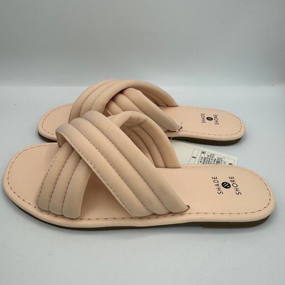 Shade & Shore Maxie Padded Crossband Sandals, Size 5, Nude/Blush Slide Flats NWT - Picture 5 of 7